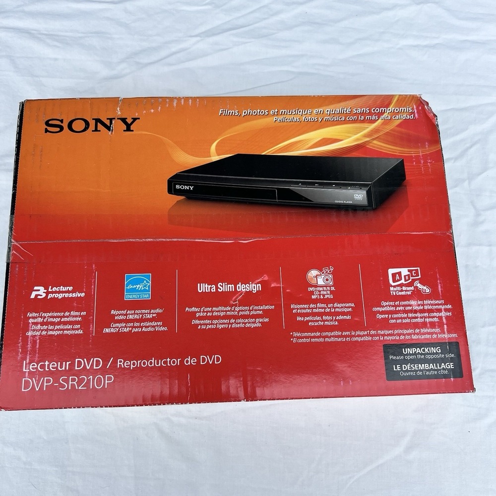 Sony CD DVD Player DVP-SR210P Progressive Scan Anti-Shock Ultra Slim...NEW!
